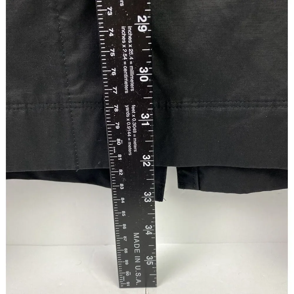 Eddie Bauer Women's XS Long Black Trench Style Raincoat Cotton Nylon‎
